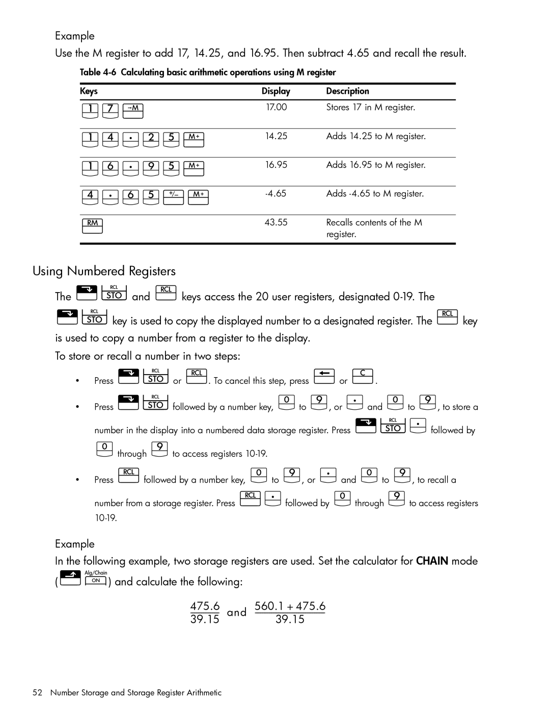 HP 10bII+ Financial manual Jjs, JY7GVm, JS7dVm, Y7SVym, Using Numbered Registers 