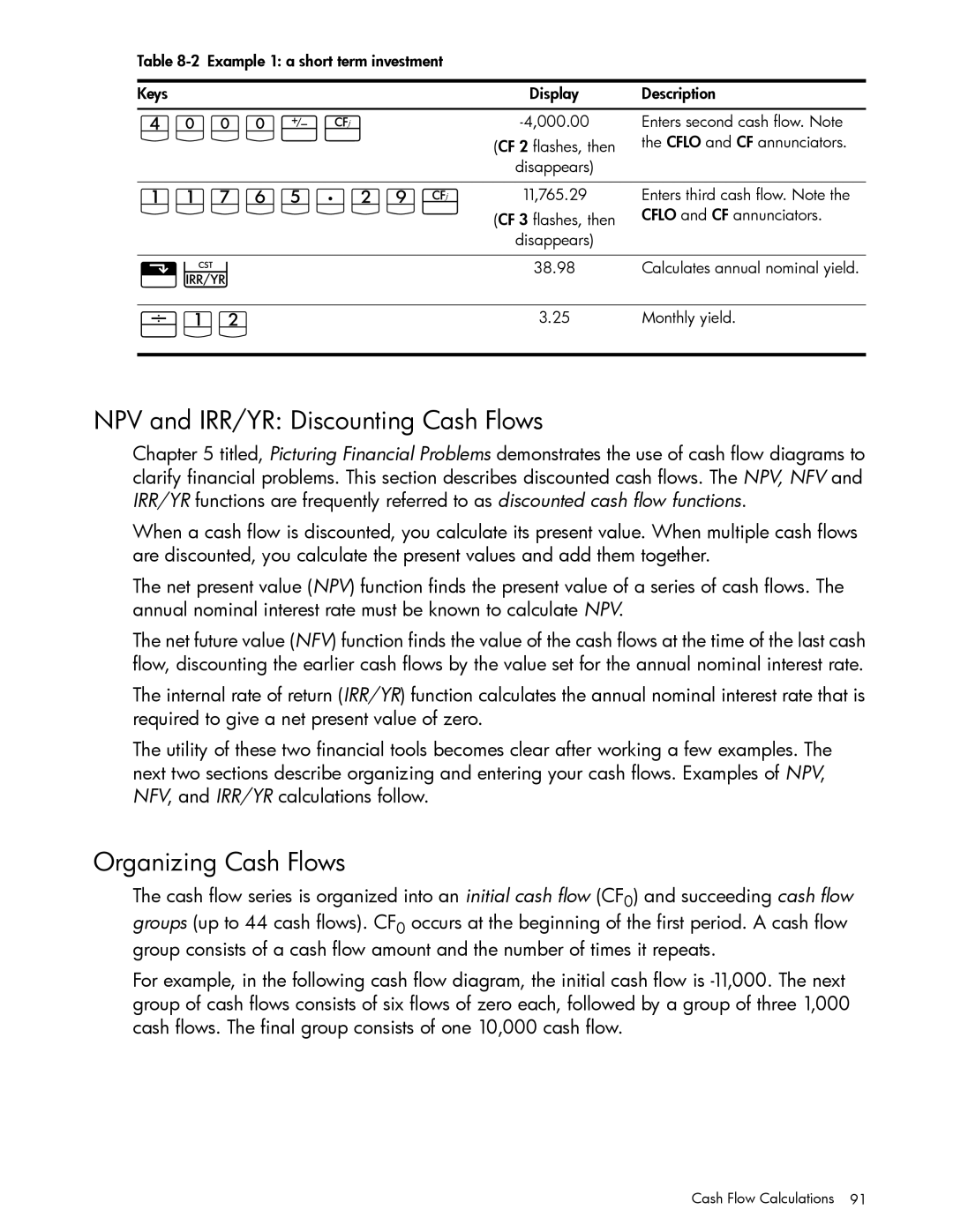 HP 10bII+ Financial manual JJjSV7Gd¤, Ajg, NPV and IRR/YR Discounting Cash Flows, Organizing Cash Flows 