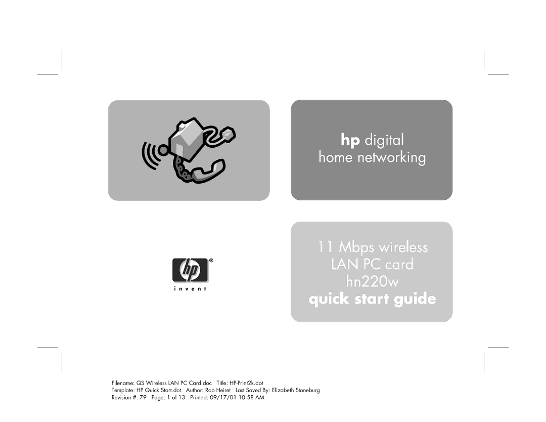 HP 11 Mbps LAN Card hn220w manual Quick start guide 