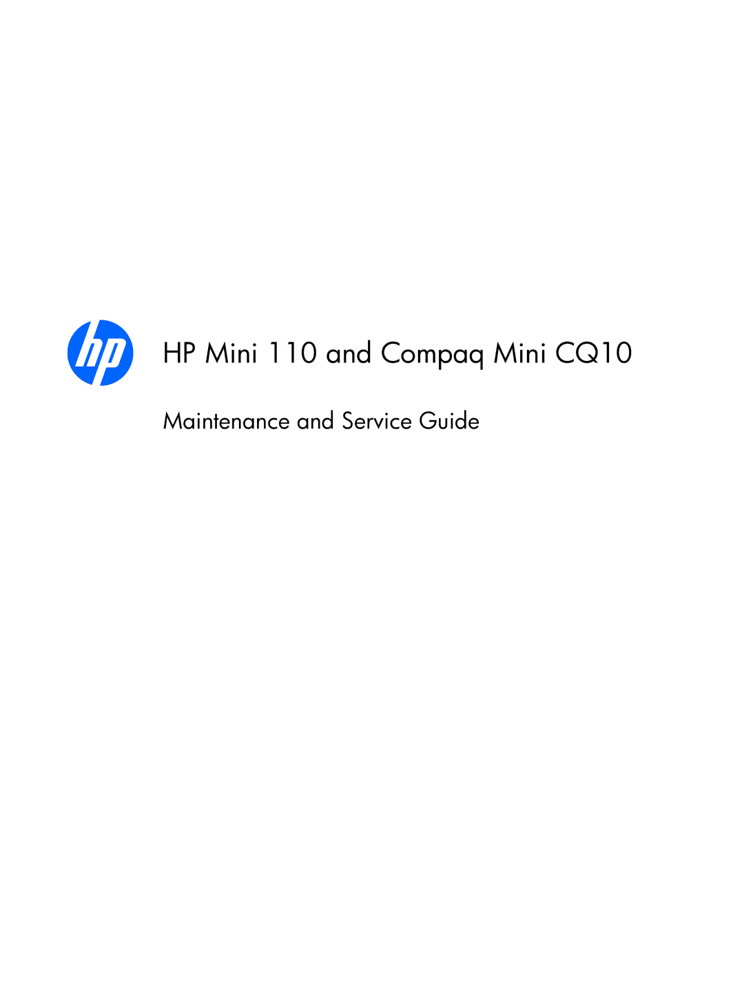 HP 1103130NR manual HP Mini 110 and Compaq Mini CQ10 