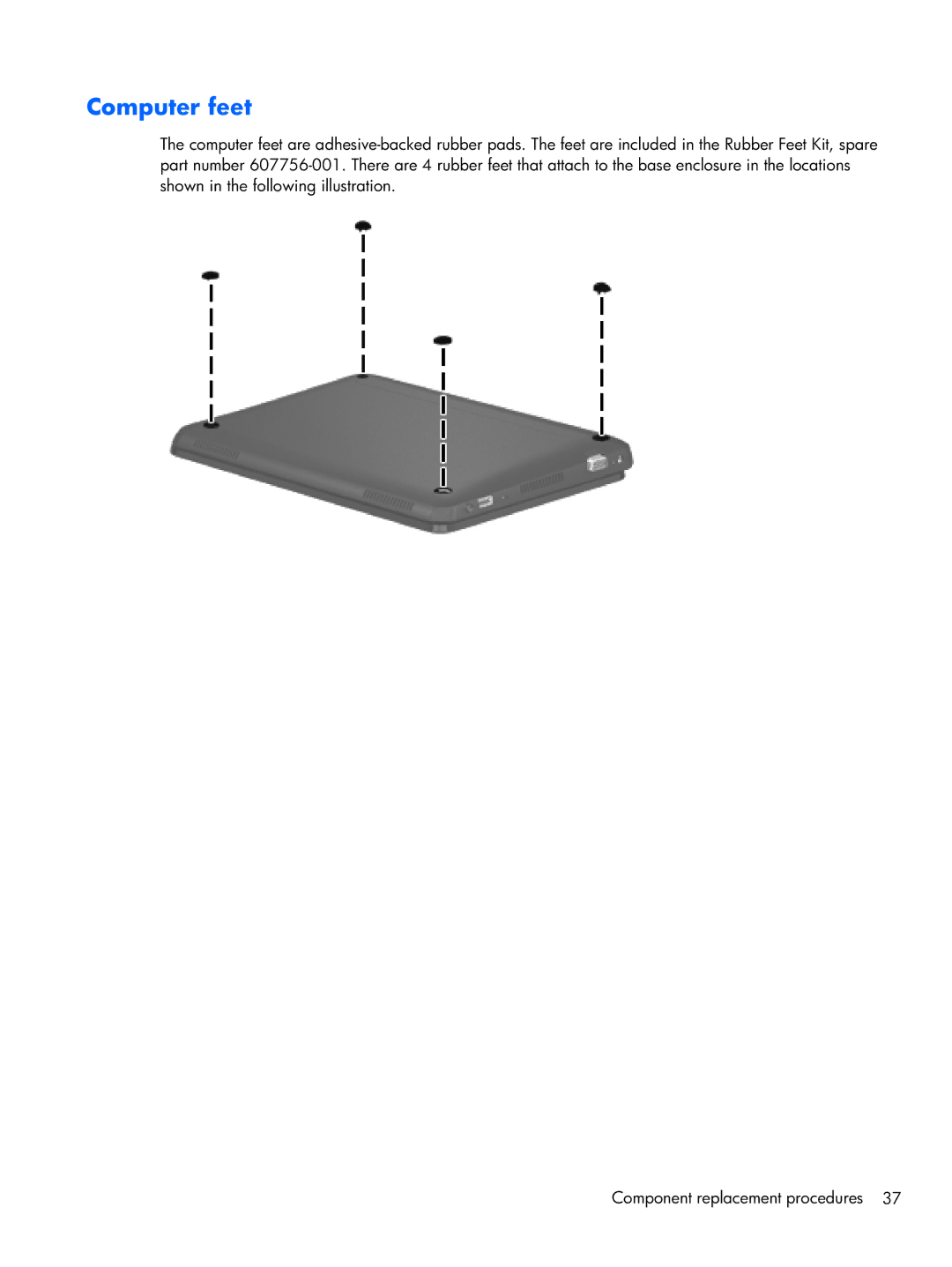 HP 1103130NR manual Computer feet 