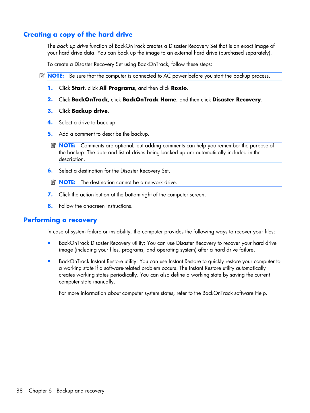 HP 1103130NR manual Creating a copy of the hard drive 