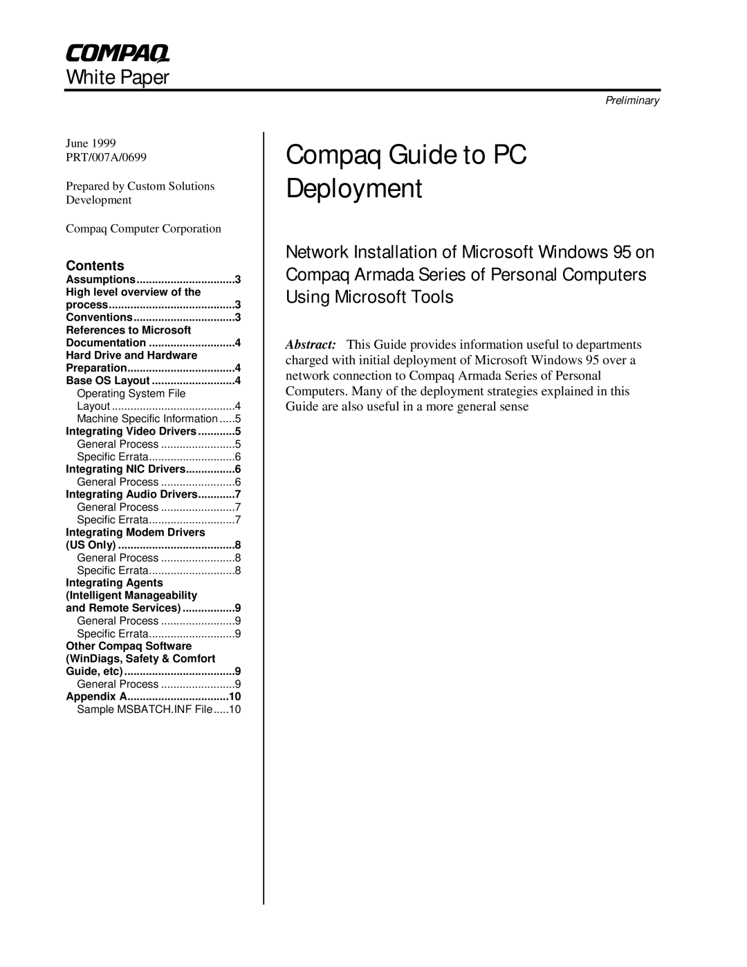 HP 110 manual White Paper, Contents 