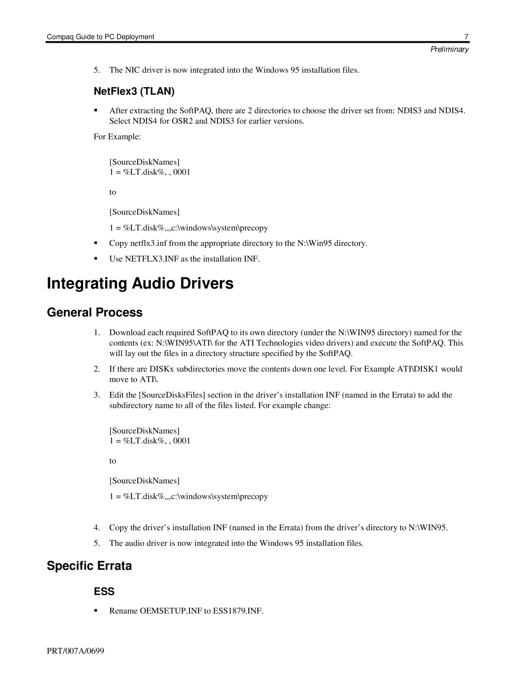 HP 110 manual Integrating Audio Drivers, NetFlex3 Tlan 