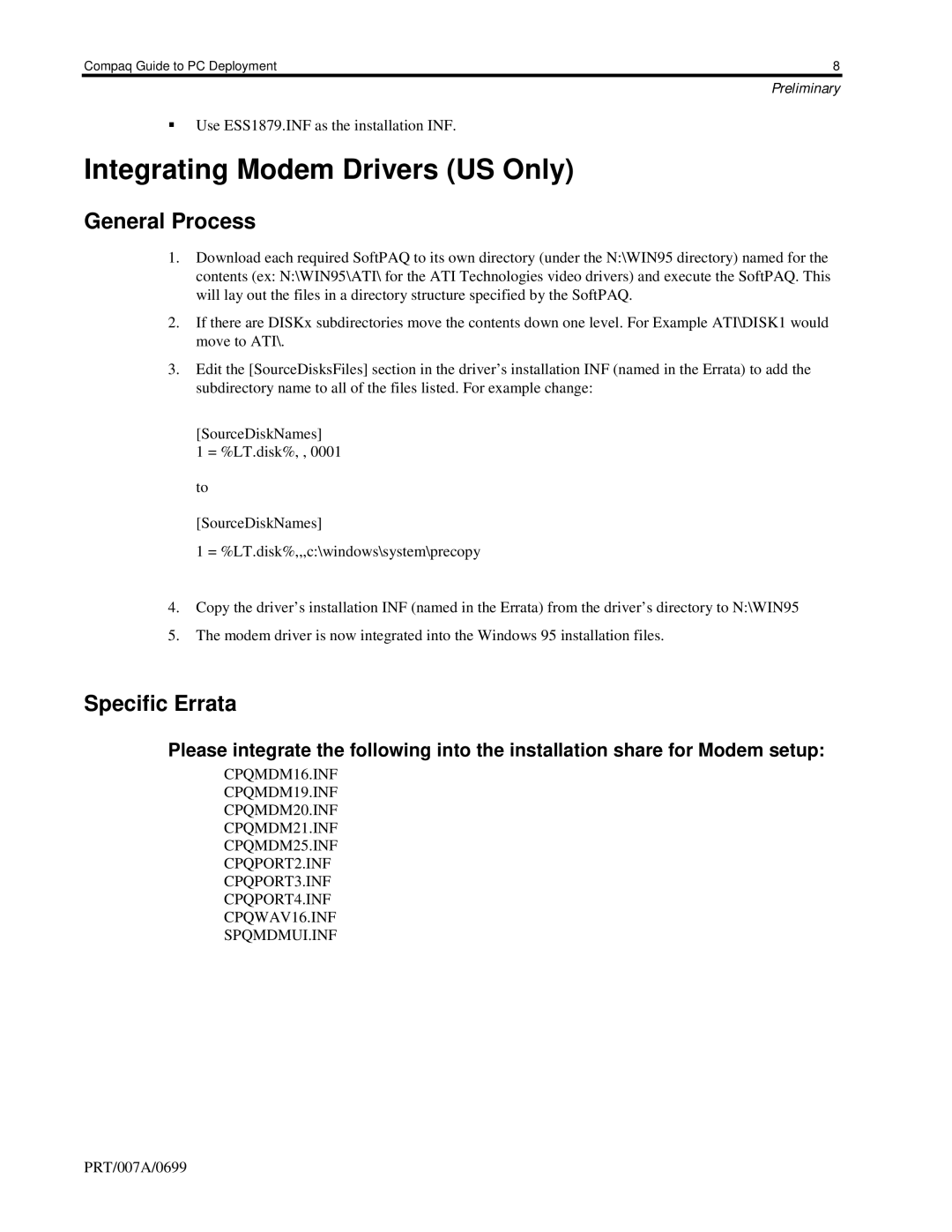 HP 110 manual Integrating Modem Drivers US Only 