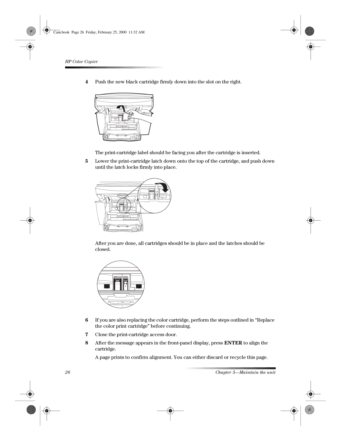 HP 110 manual Cam.book Page 26 Friday, February 25, 2000 1132 AM 