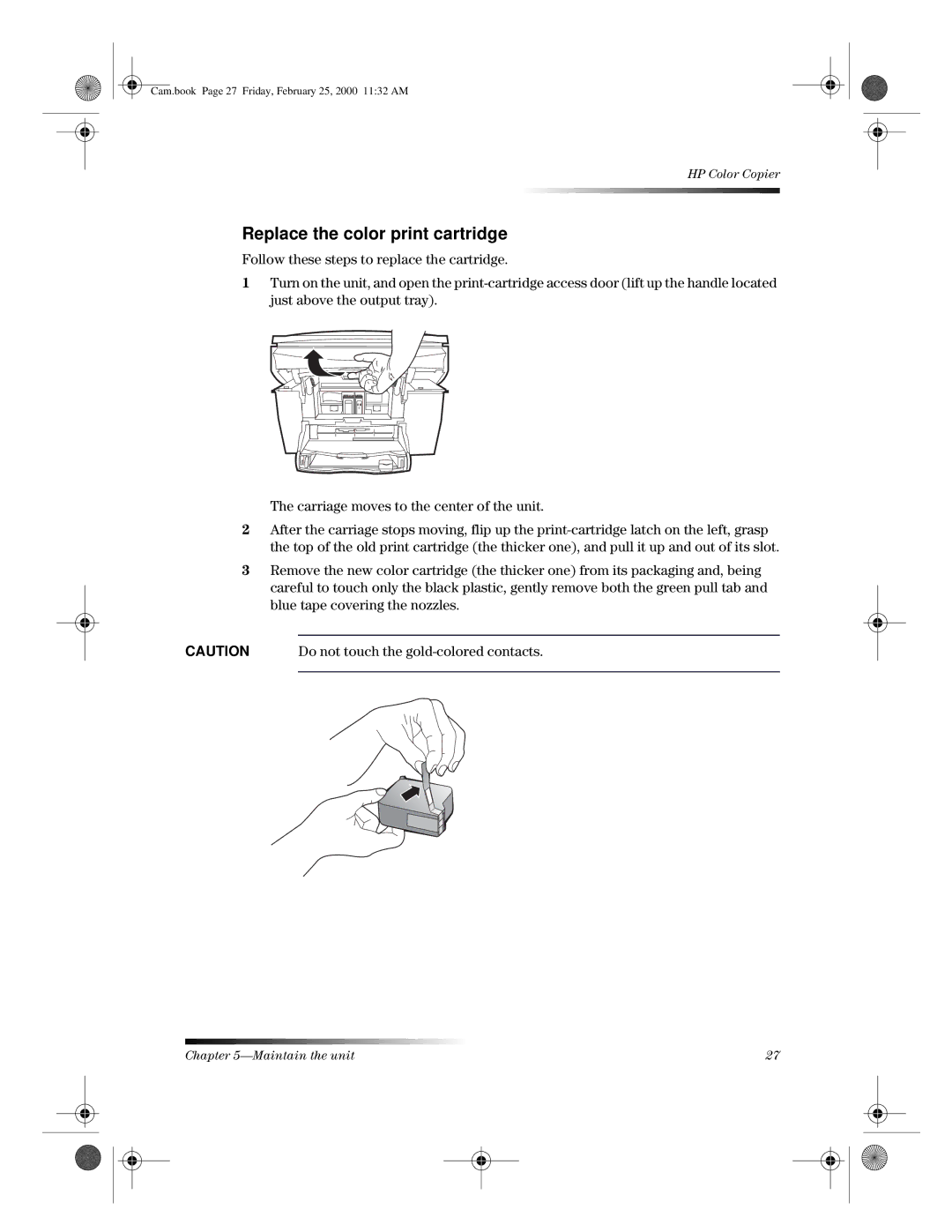 HP 110 manual Replace the color print cartridge 