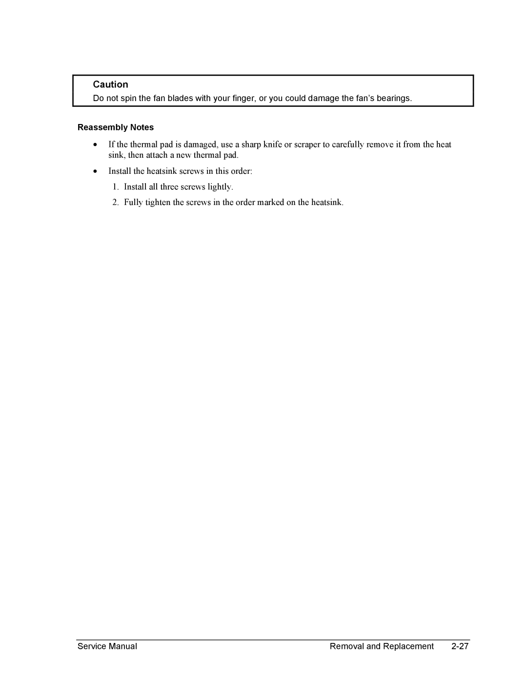 HP 2100, 1100 manual Reassembly Notes 