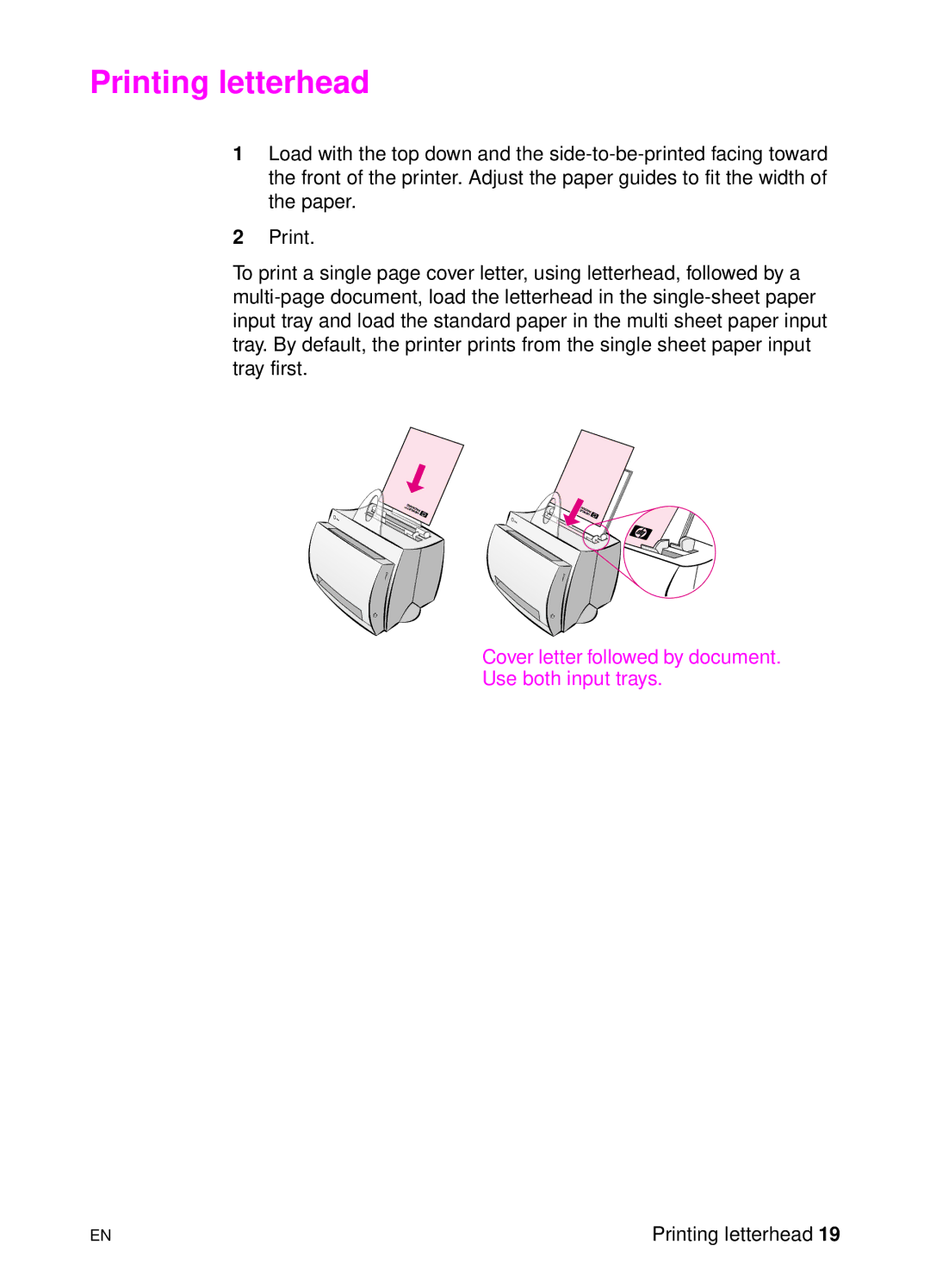 HP 1100 manual Printing letterhead 