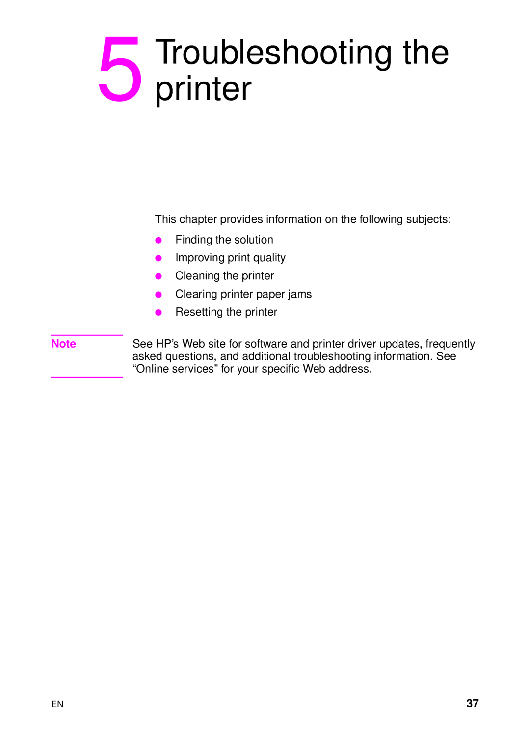 HP 1100 manual Troubleshooting the printer 