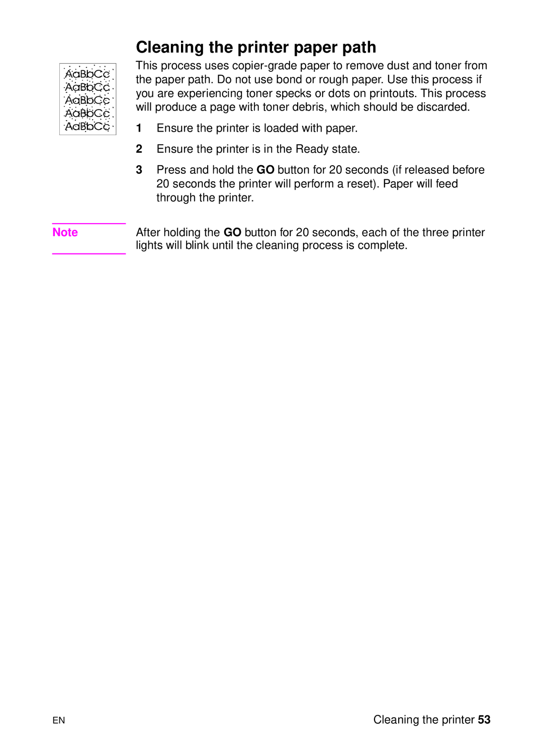 HP 1100 manual Cleaning the printer paper path 