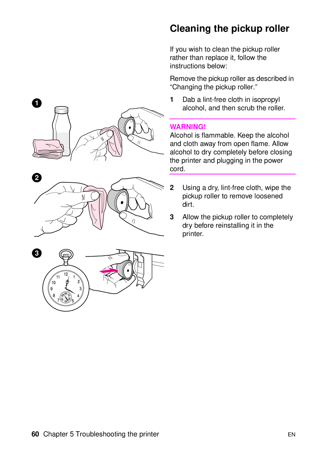 HP 1100 manual Cleaning the pickup roller 