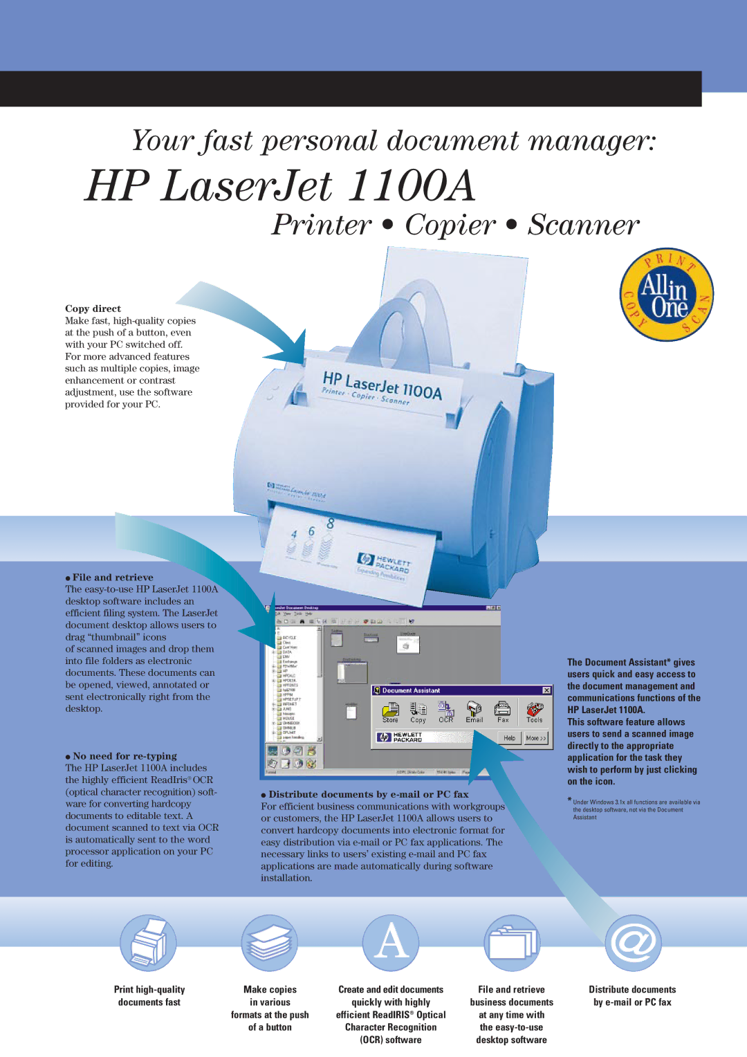 HP manual HP LaserJet 1100A, Print high-quality Make copies 