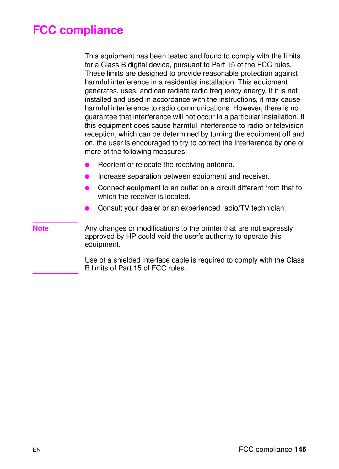 HP 1100A manual FCC compliance 