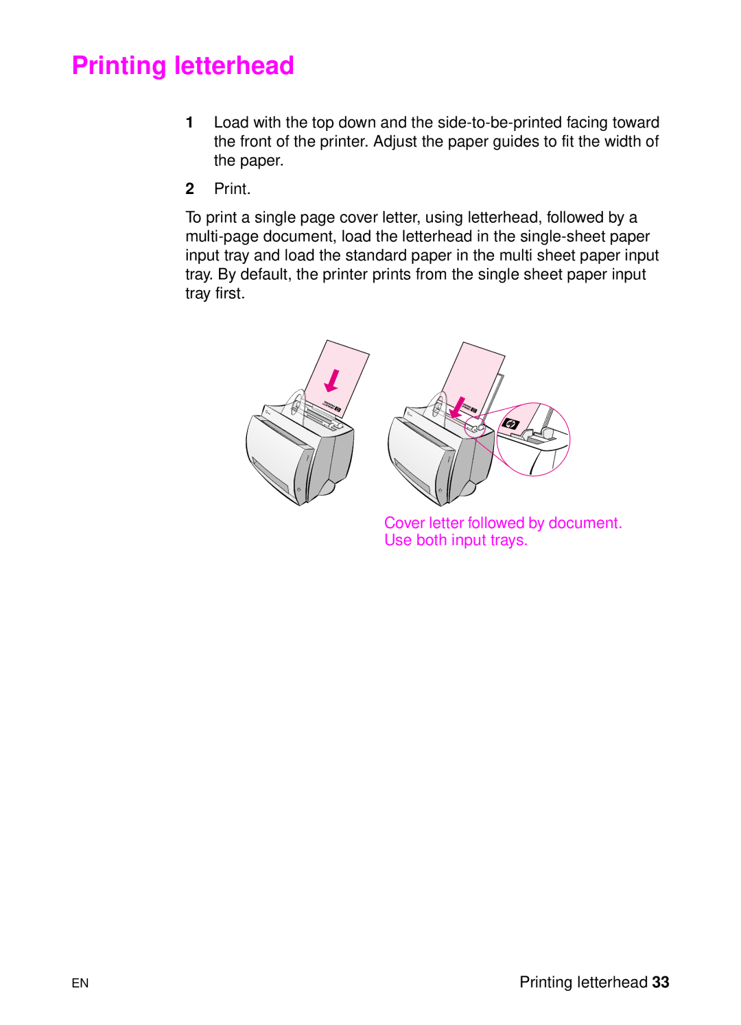 HP 1100A manual Printing letterhead 