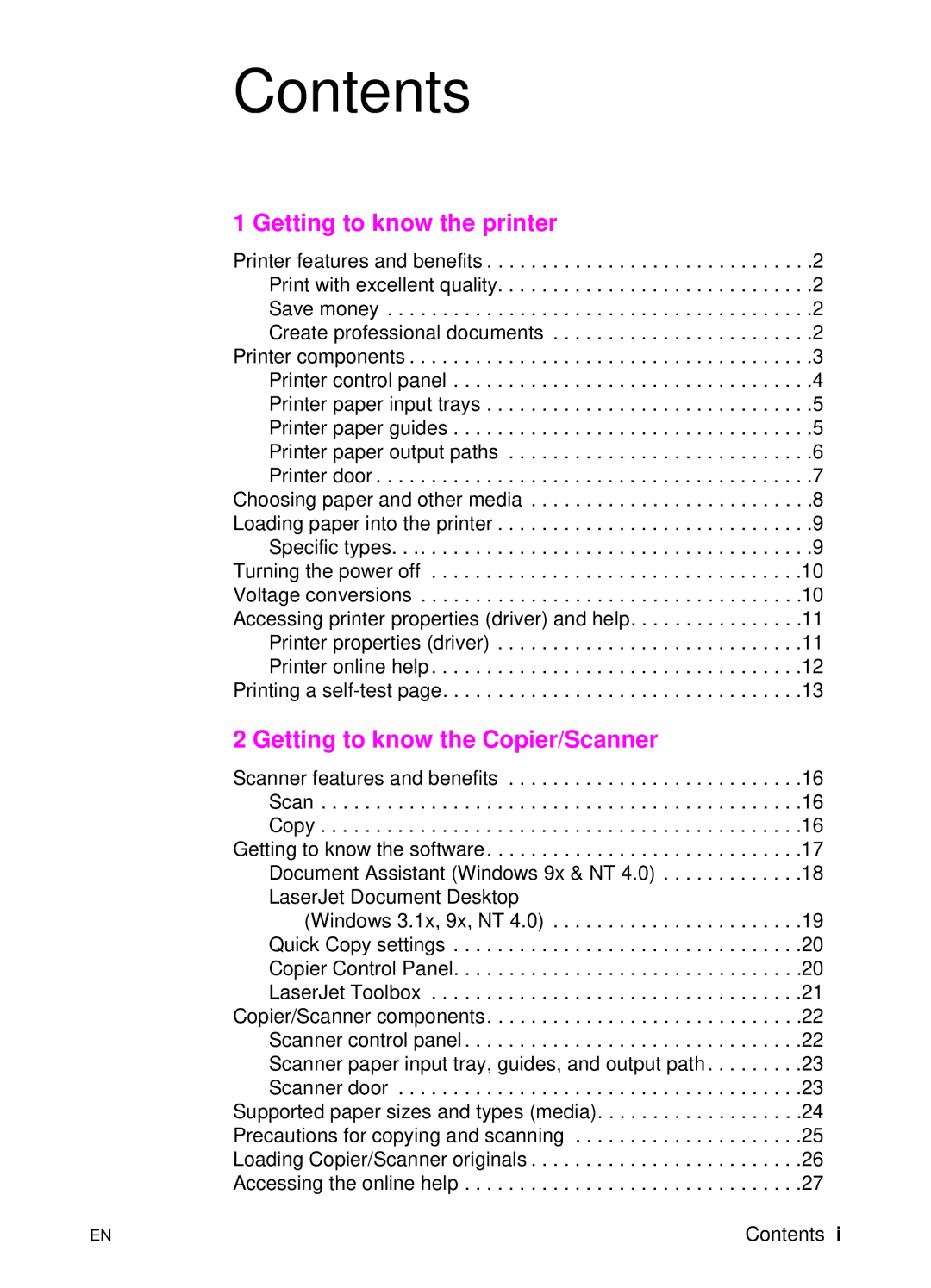 HP 1100A manual Contents 