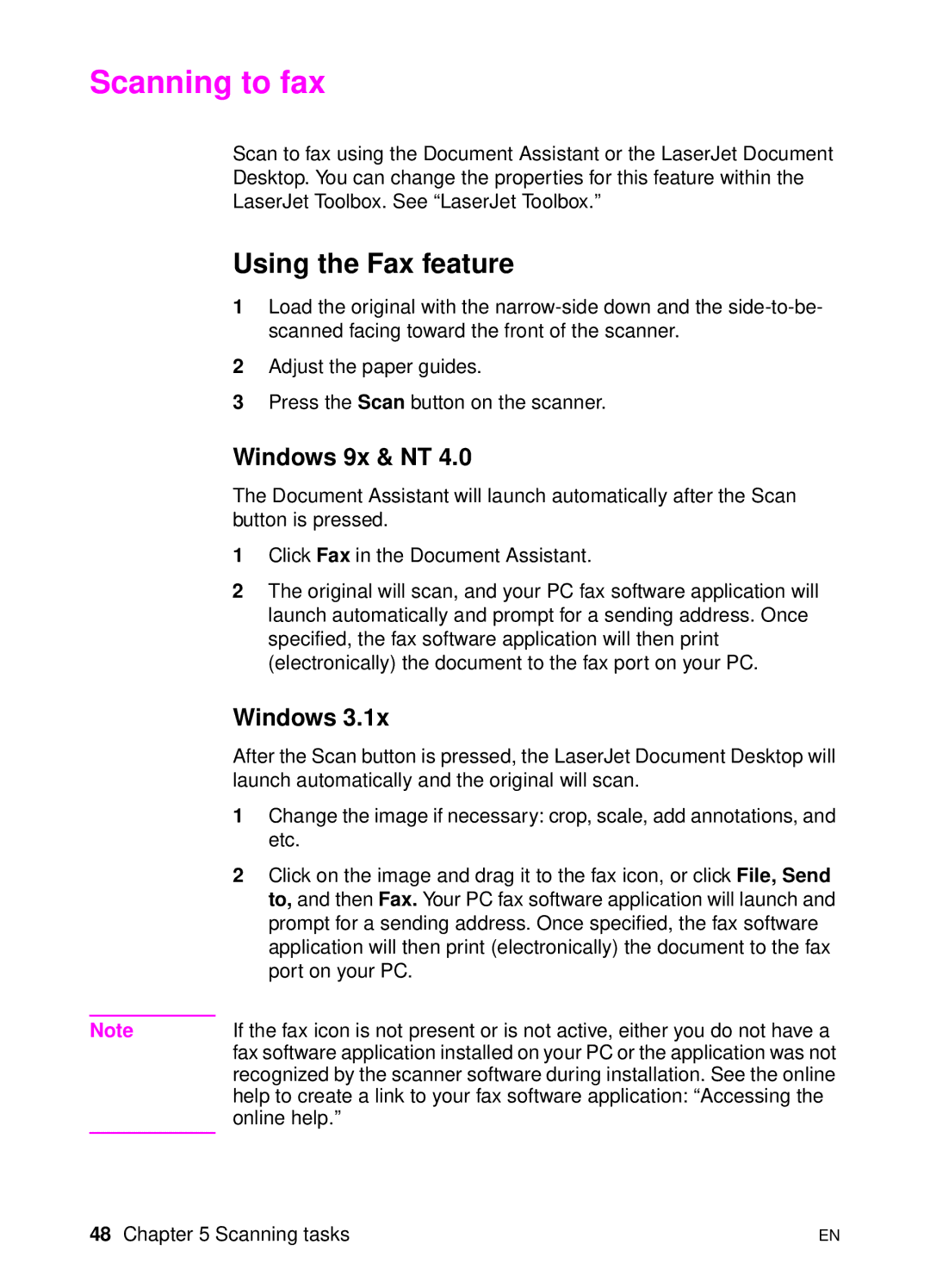 HP 1100A manual Scanning to fax, Using the Fax feature 