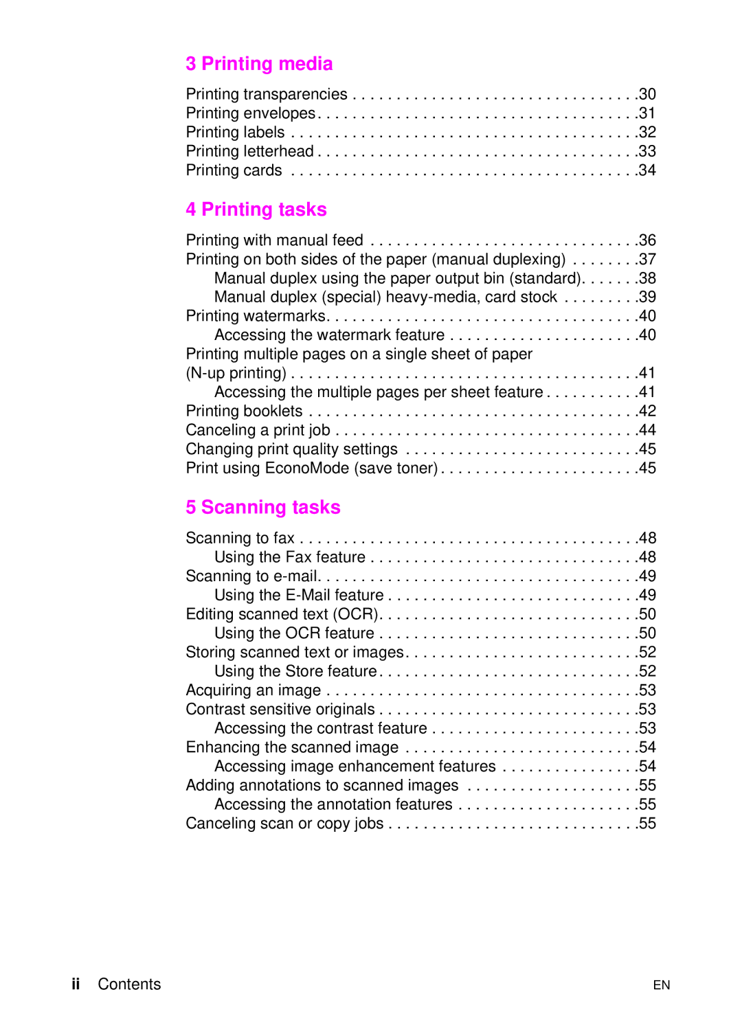 HP 1100A manual Printing media 