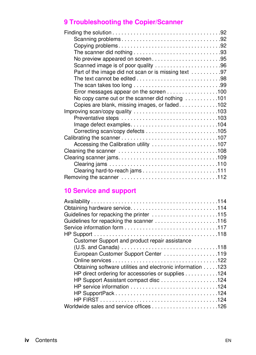 HP 1100A manual Troubleshooting the Copier/Scanner 