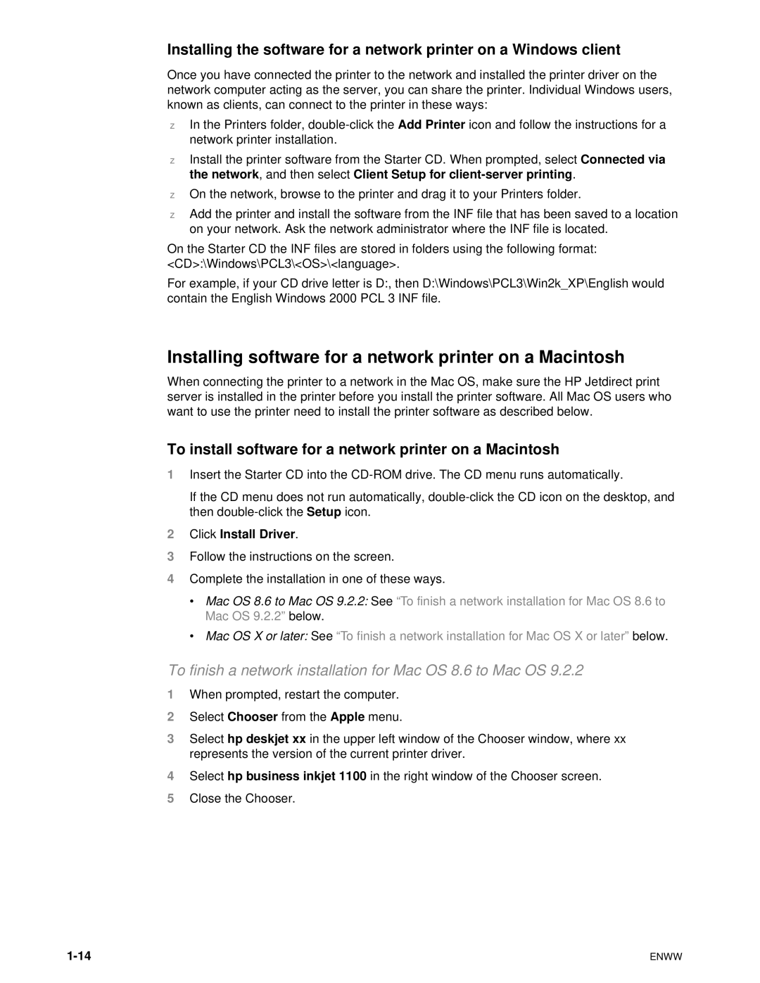 HP 1100dtn manual Installing software for a network printer on a Macintosh 