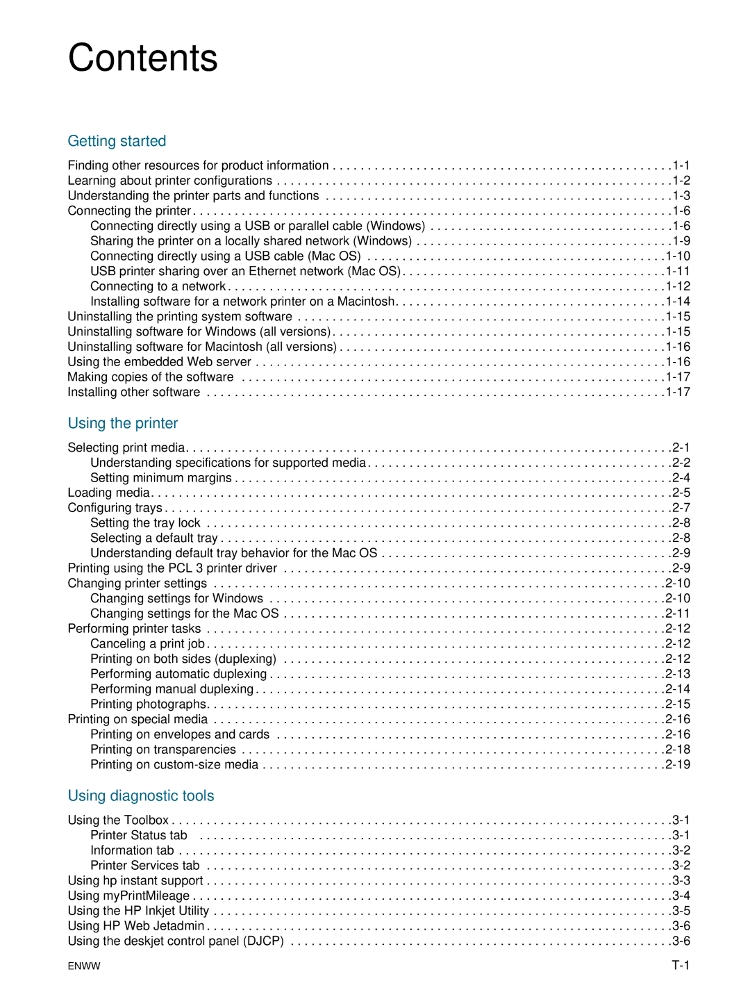 HP 1100dtn manual Contents 