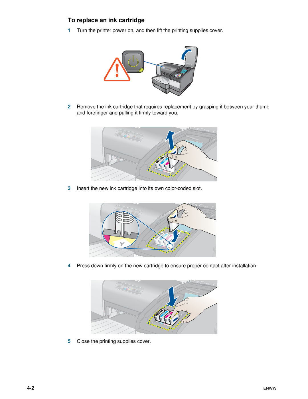 HP 1100dtn manual To replace an ink cartridge 