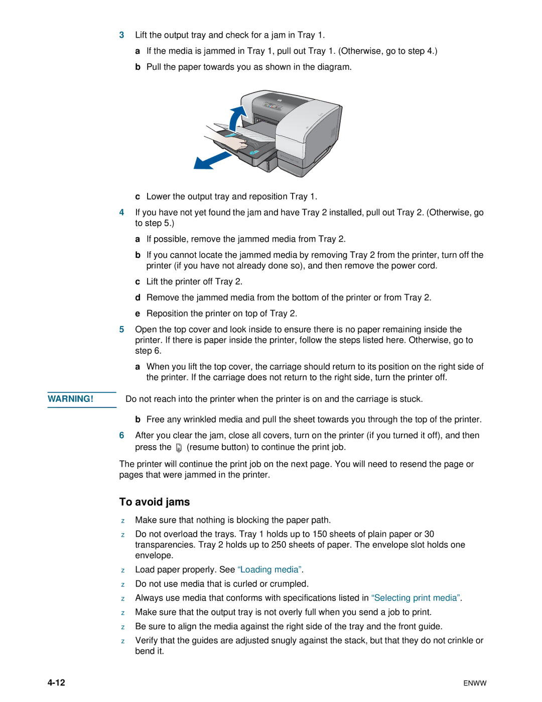 HP 1100dtn manual To avoid jams 