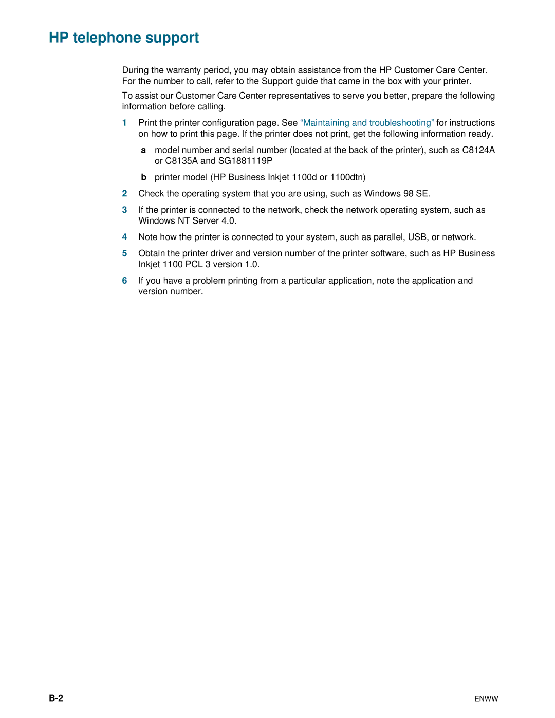 HP 1100dtn manual HP telephone support 