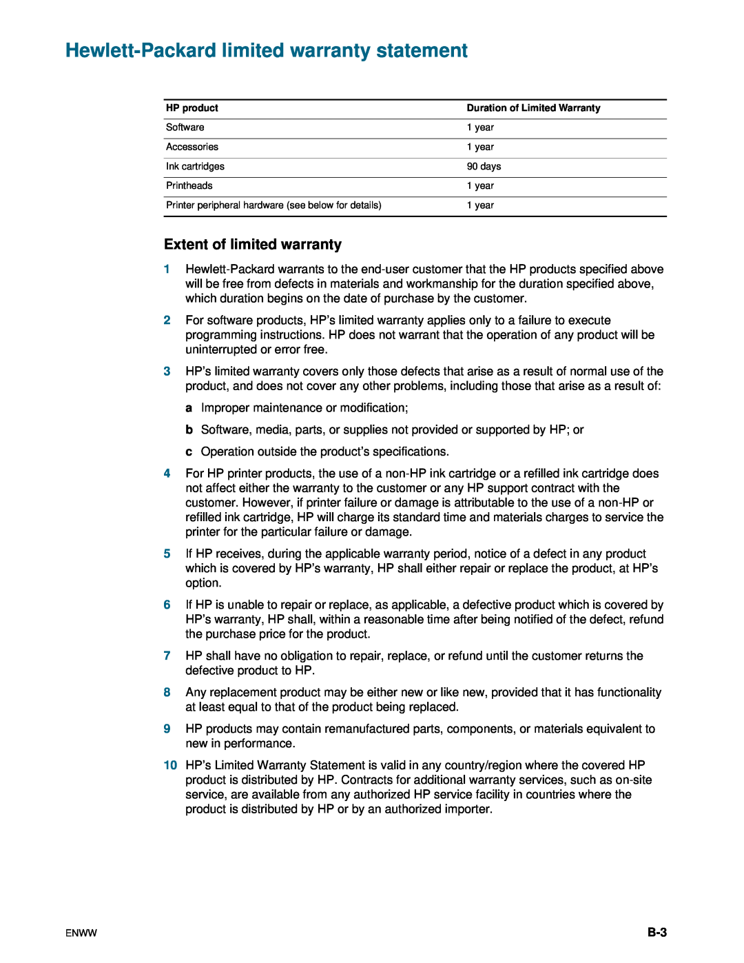 HP 1100dtn manual Hewlett-Packard limited warranty statement, Extent of limited warranty 