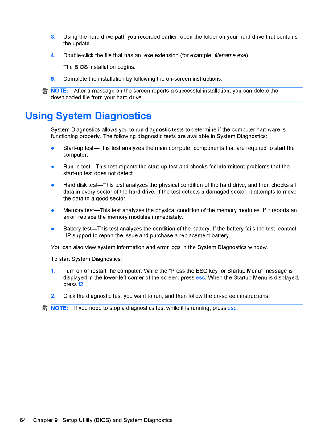 HP 1103530NR manual Using System Diagnostics 