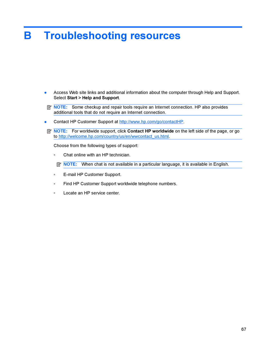 HP 1103530NR manual Troubleshooting resources 