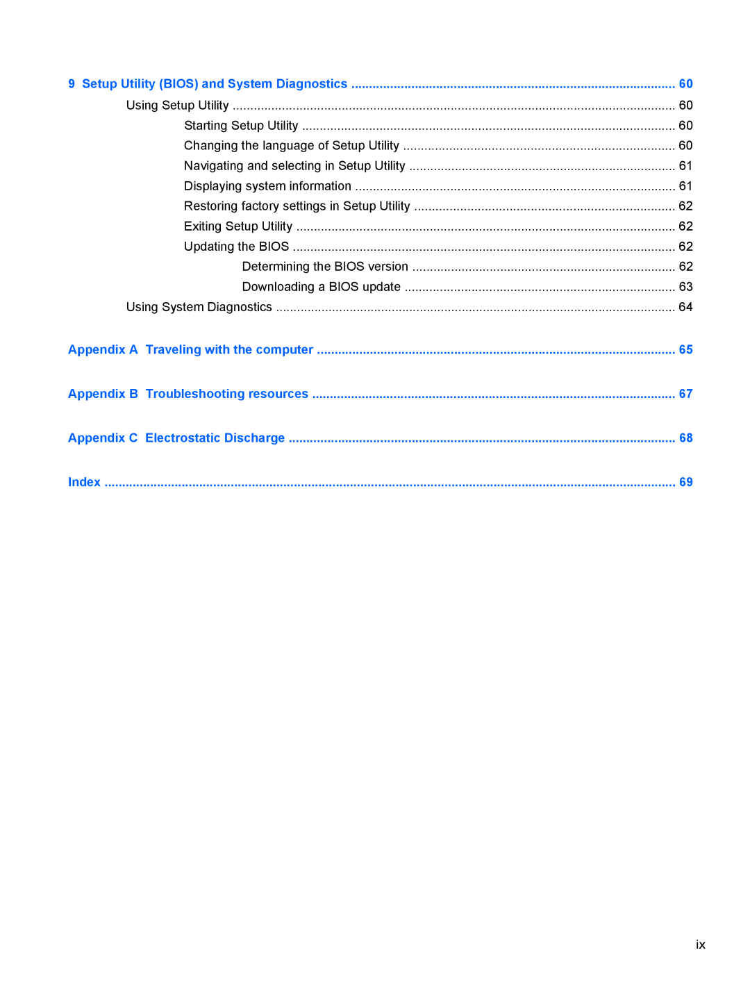 HP 1103530NR manual Setup Utility Bios and System Diagnostics 