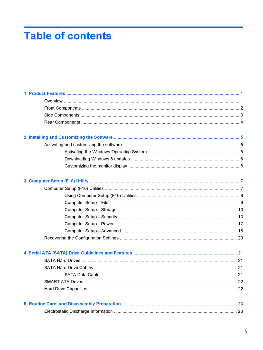 HP 1105 manual Table of contents 