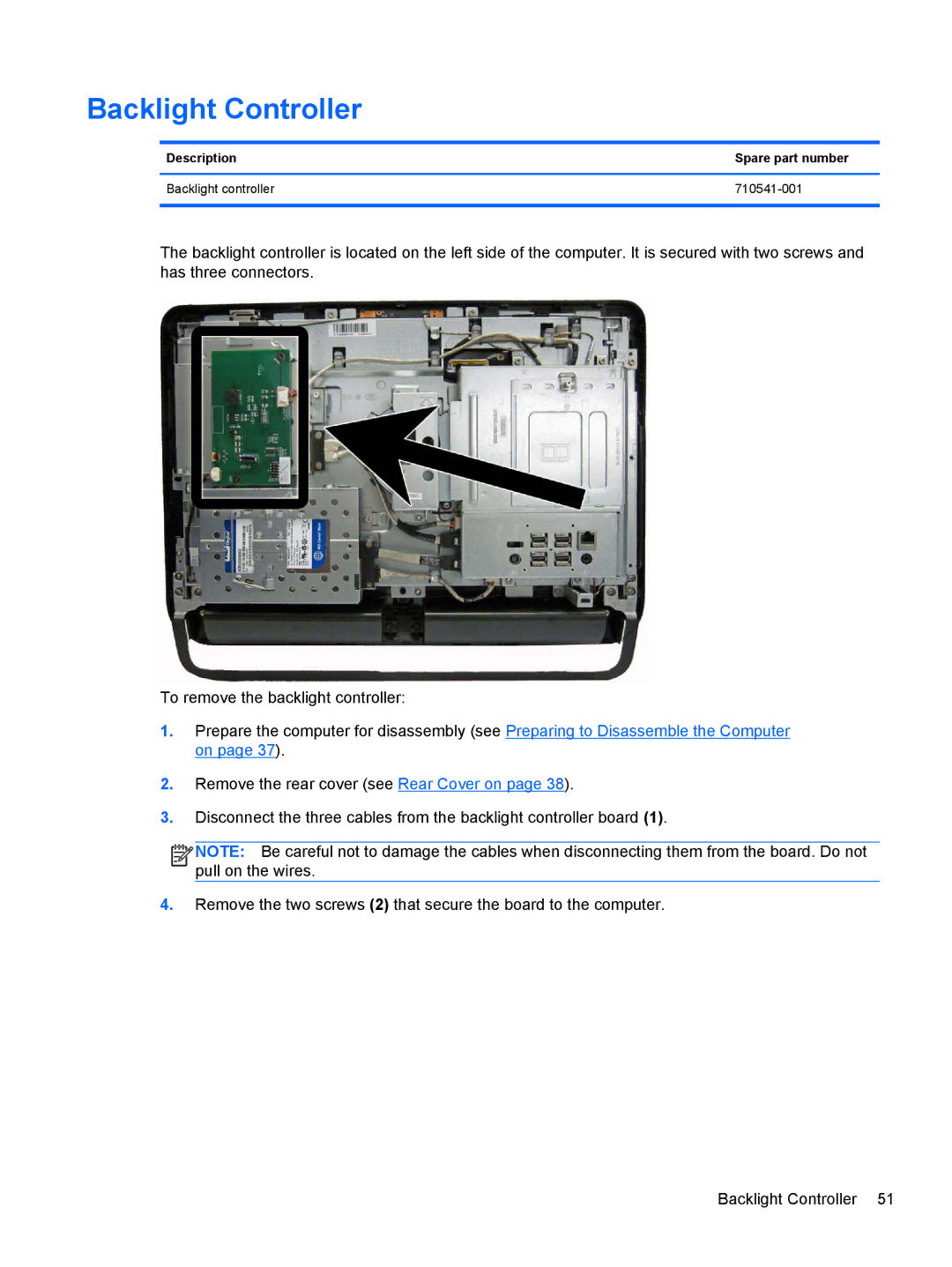 HP 1105 manual Backlight Controller 