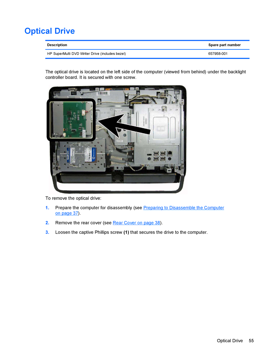 HP 1105 manual Optical Drive 