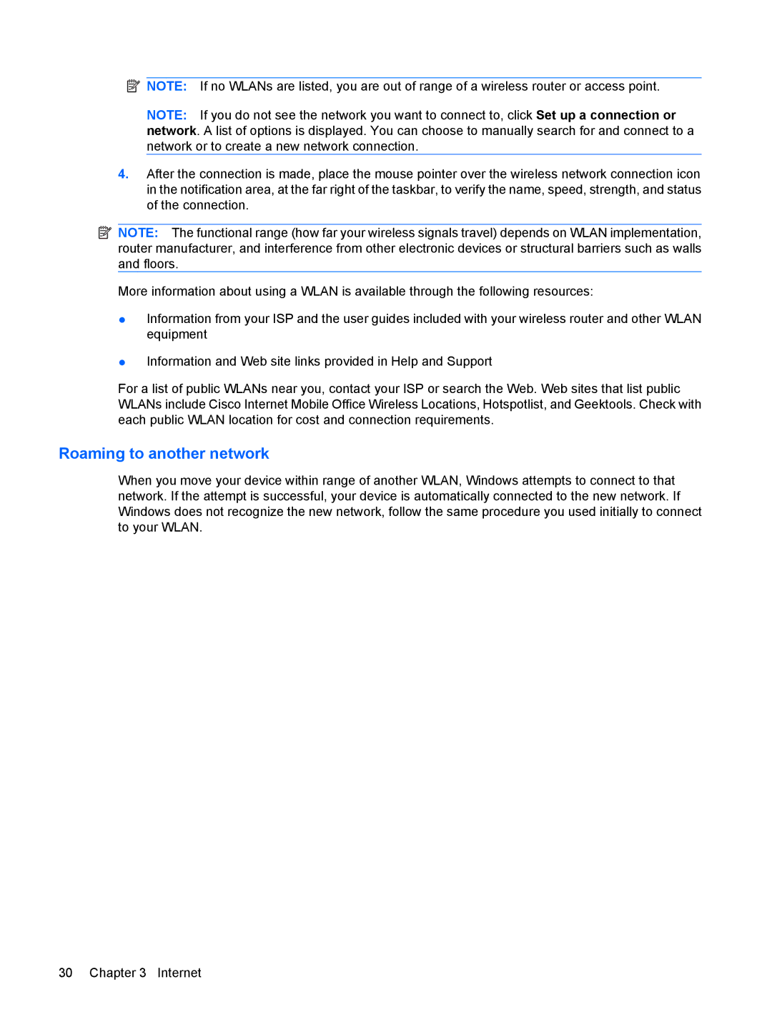 HP 110c-1001NR, 110c-1048NR, 110c-1040DX manual Roaming to another network 