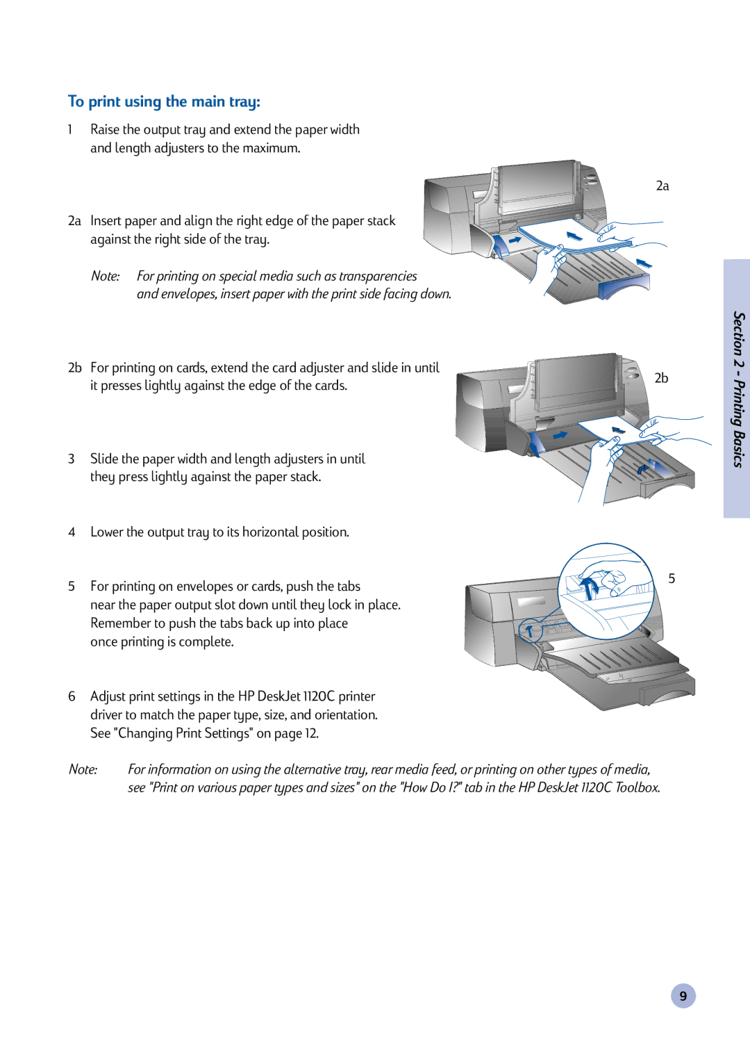 HP 1120C manual To print using the main tray 