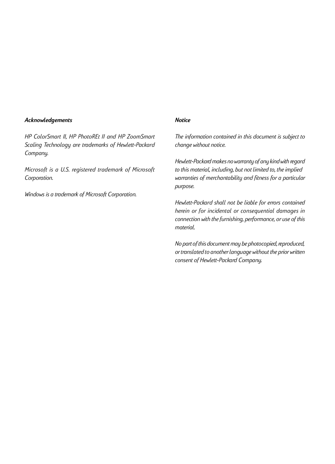 HP 1120C manual Acknowledgements 