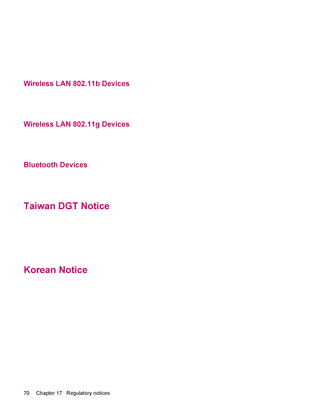 HP 114 Classic Handheld manual Taiwan DGT Notice Korean Notice 