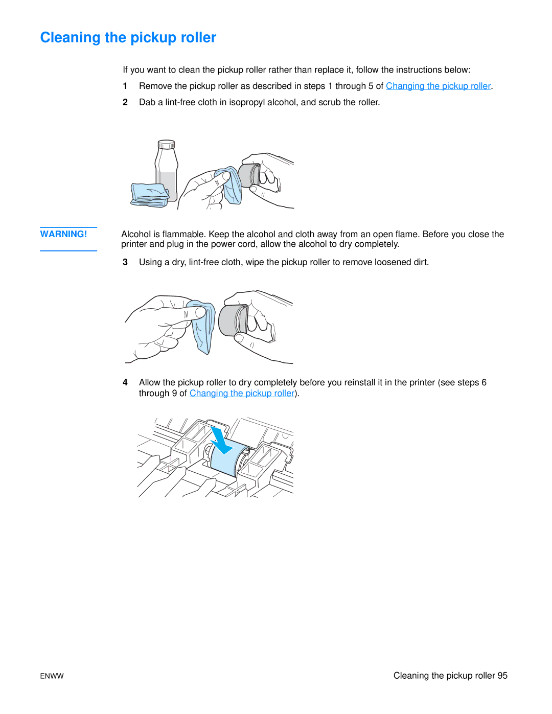 HP 1150 1300 1300n manual Cleaning the pickup roller 