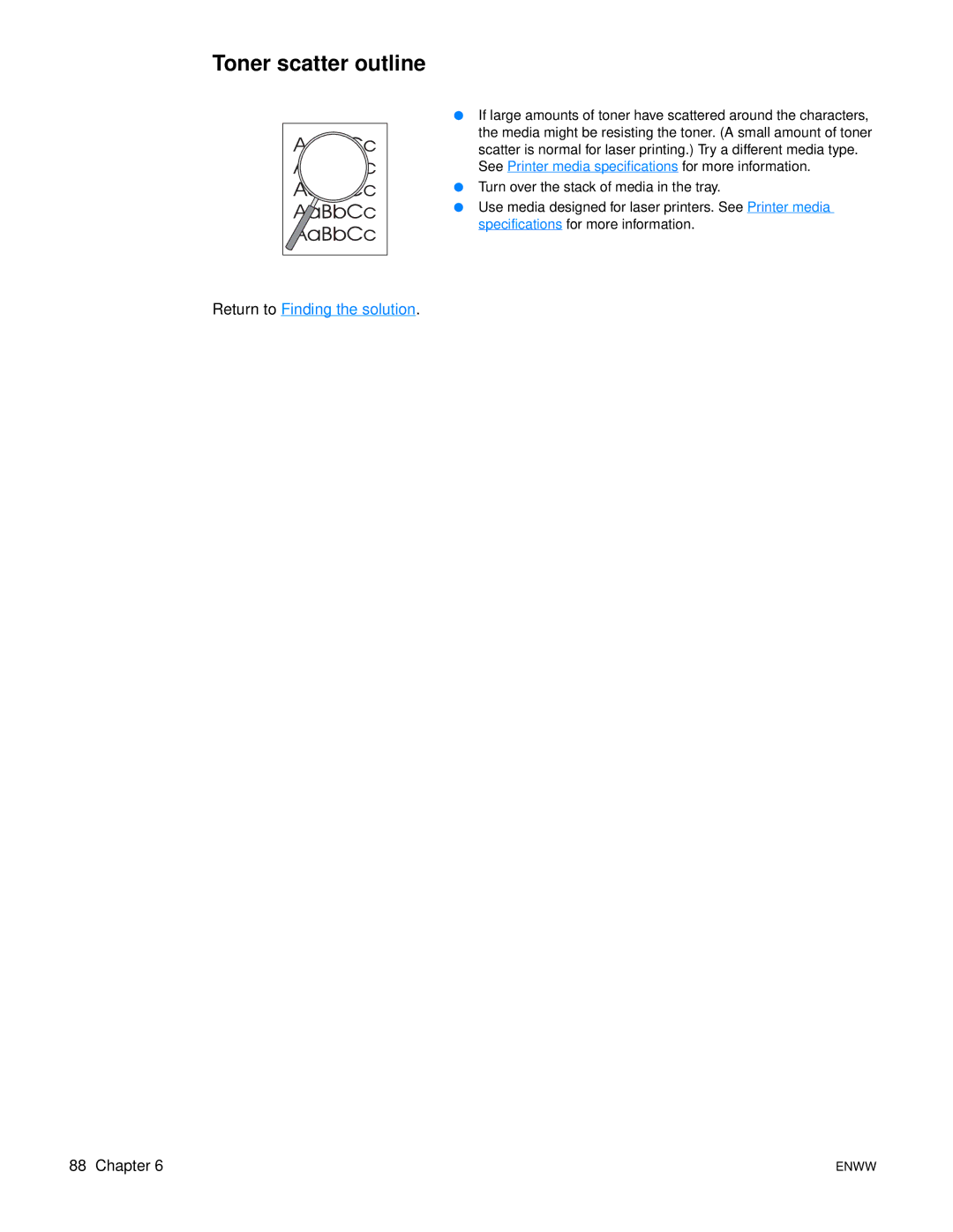 HP 1150 1300 1300n manual Toner scatter outline 