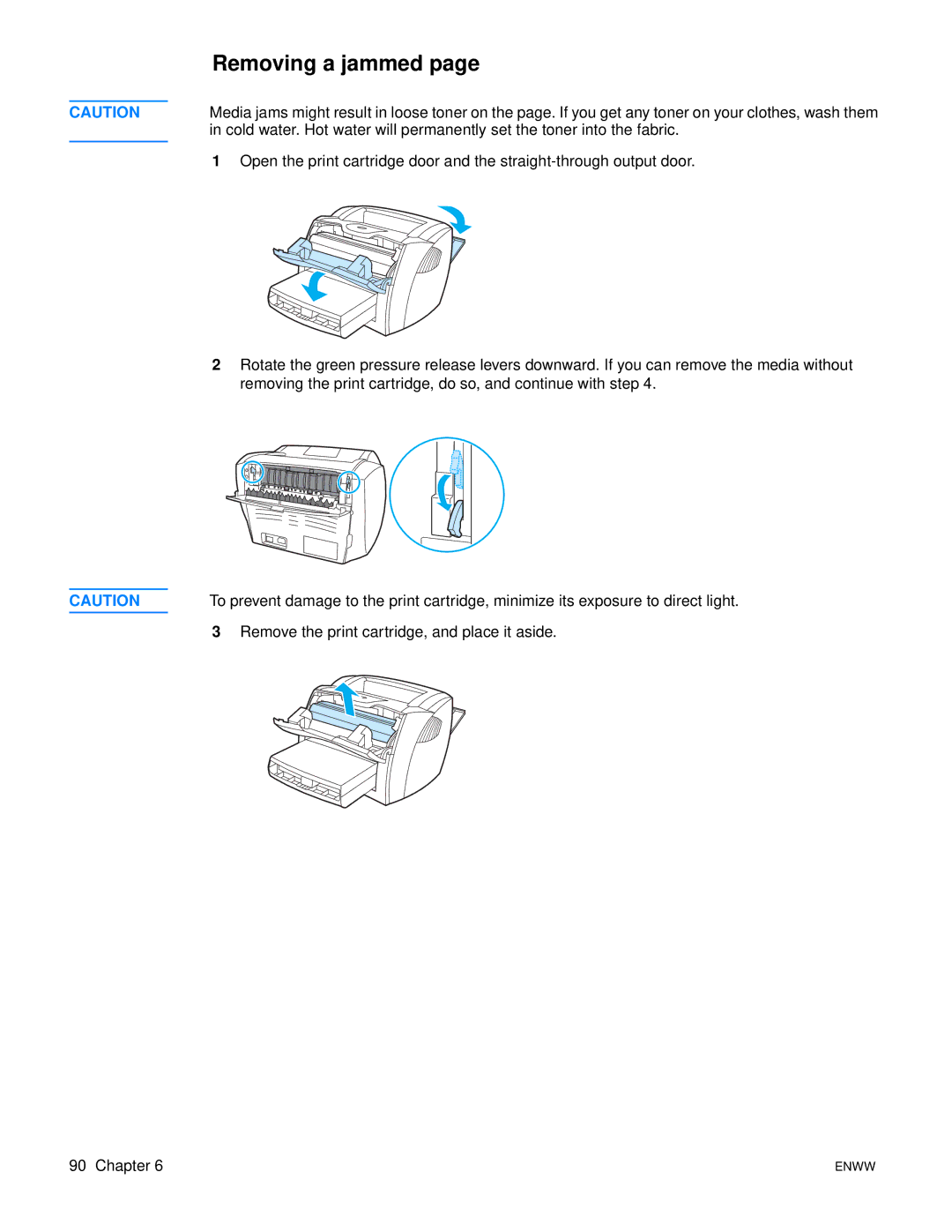 HP 1150 1300 1300n manual Removing a jammed 