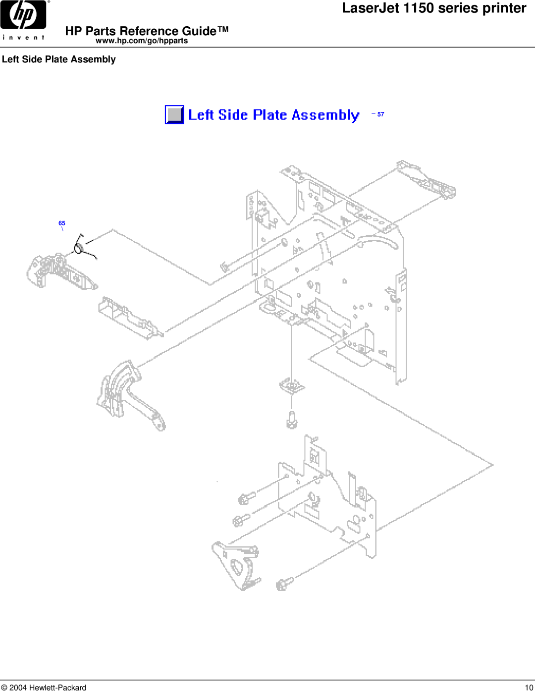 HP 1150 manual Left Side Plate Assembly 