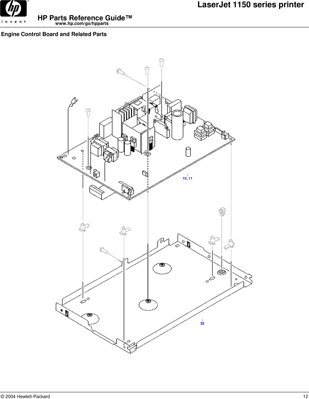 HP 1150 manual Engine Control Board and Related Parts 