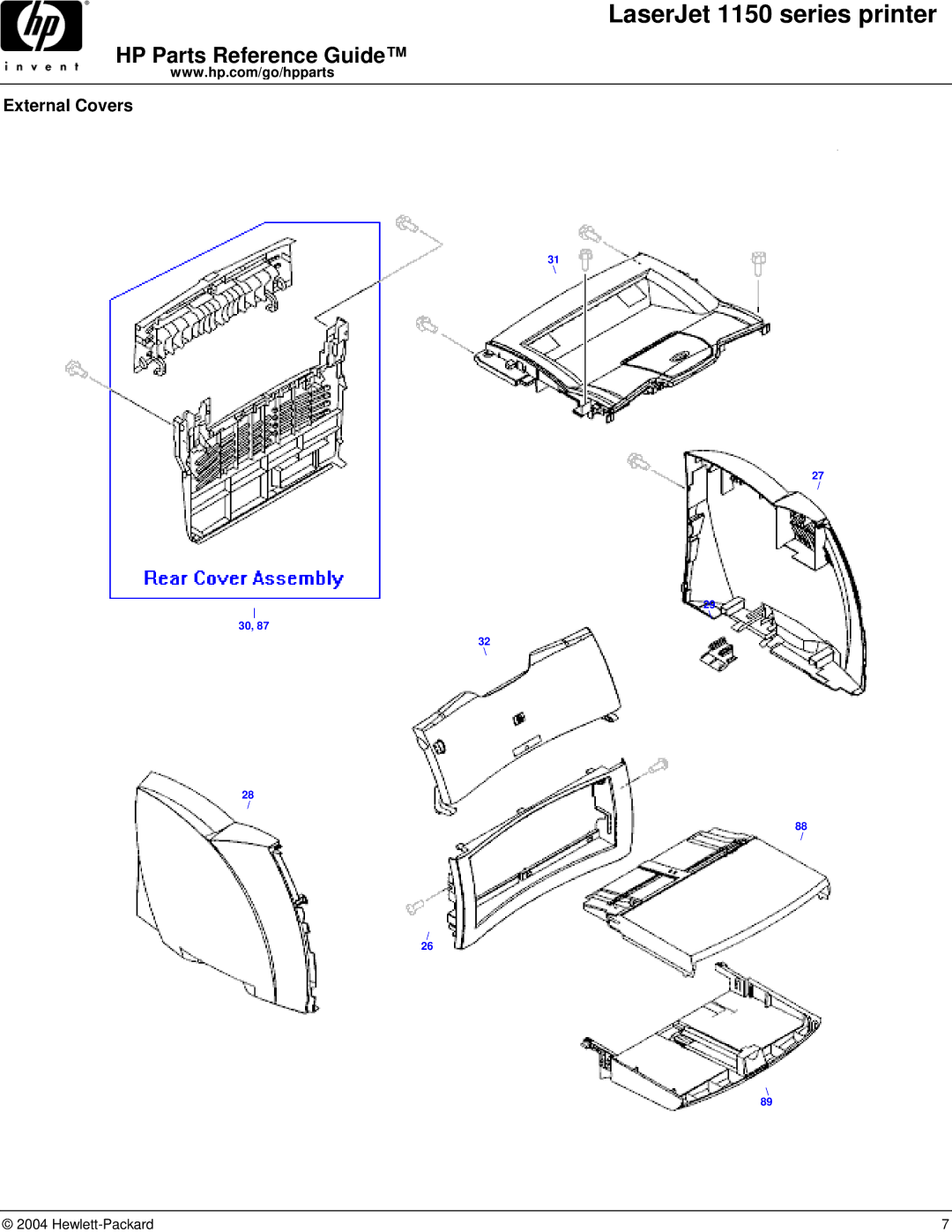 HP 1150 manual External Covers 