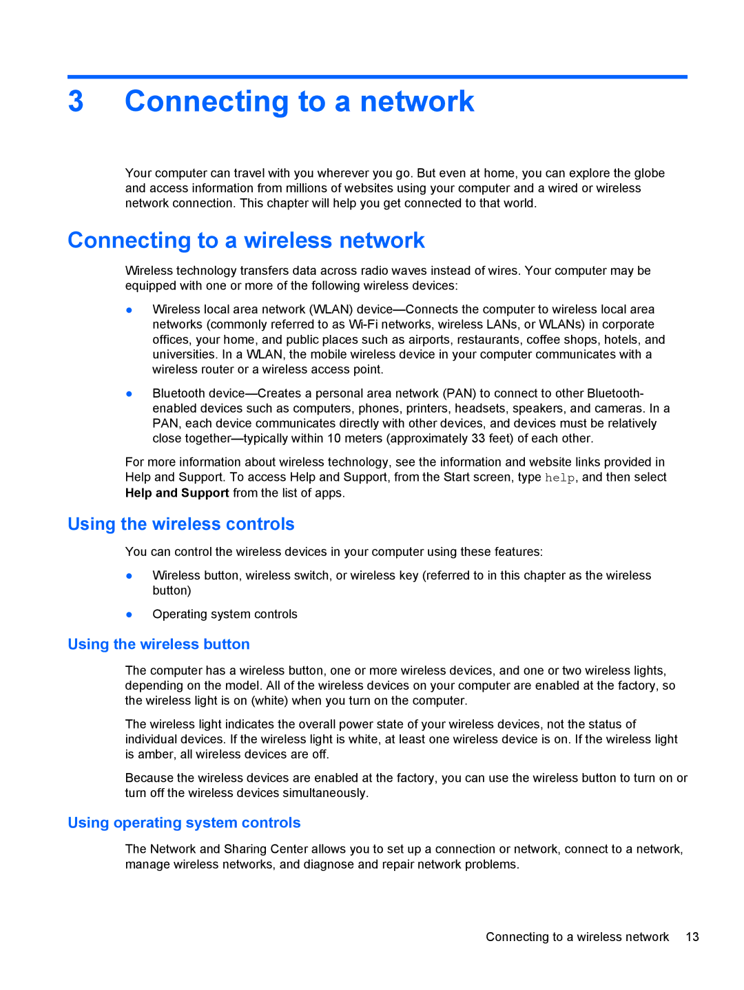 HP 11.6-Inch C2K41UA#ABA manual Connecting to a network, Connecting to a wireless network, Using the wireless controls 