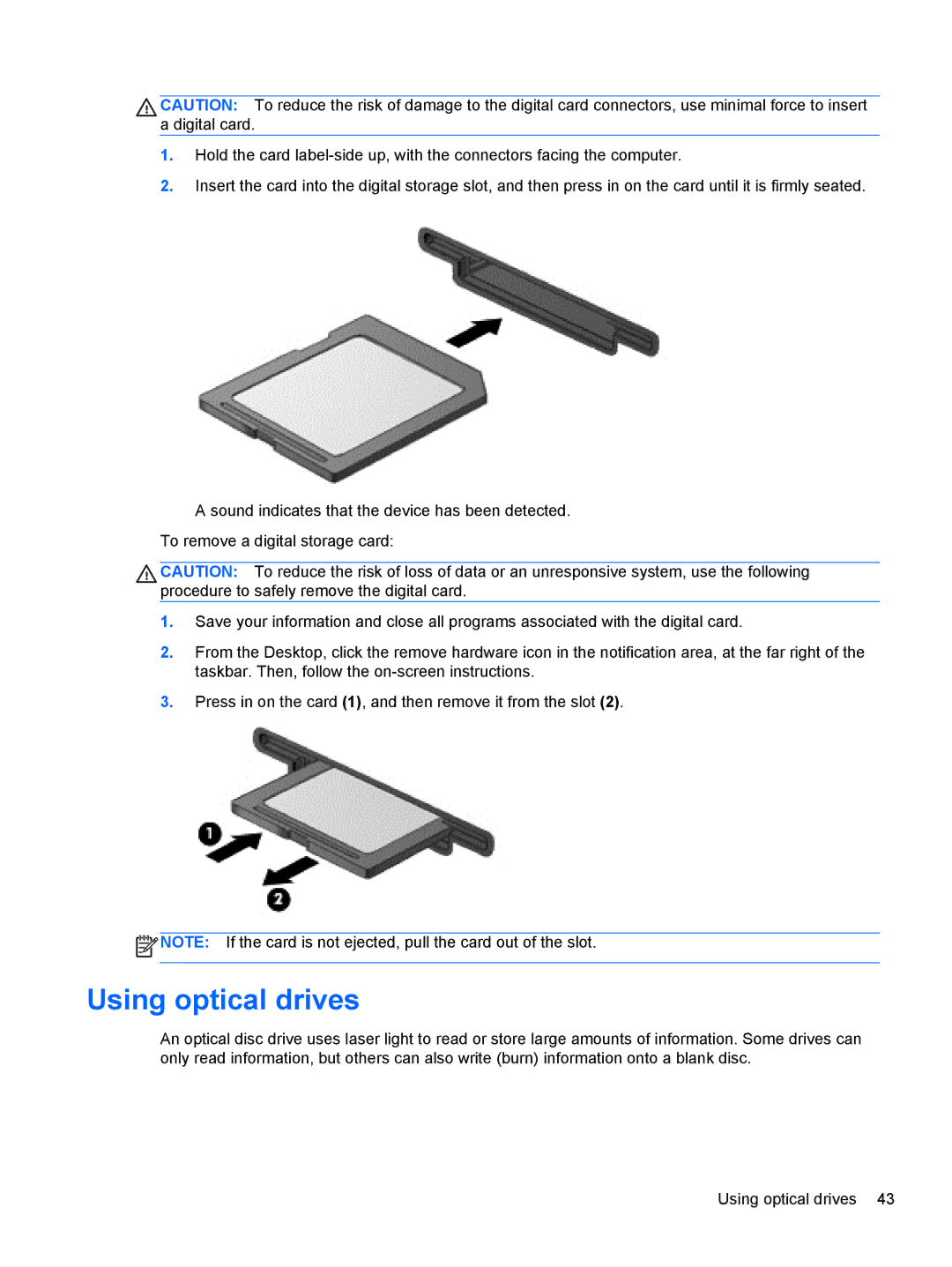 HP 11.6-Inch C2K41UA#ABA manual Using optical drives 