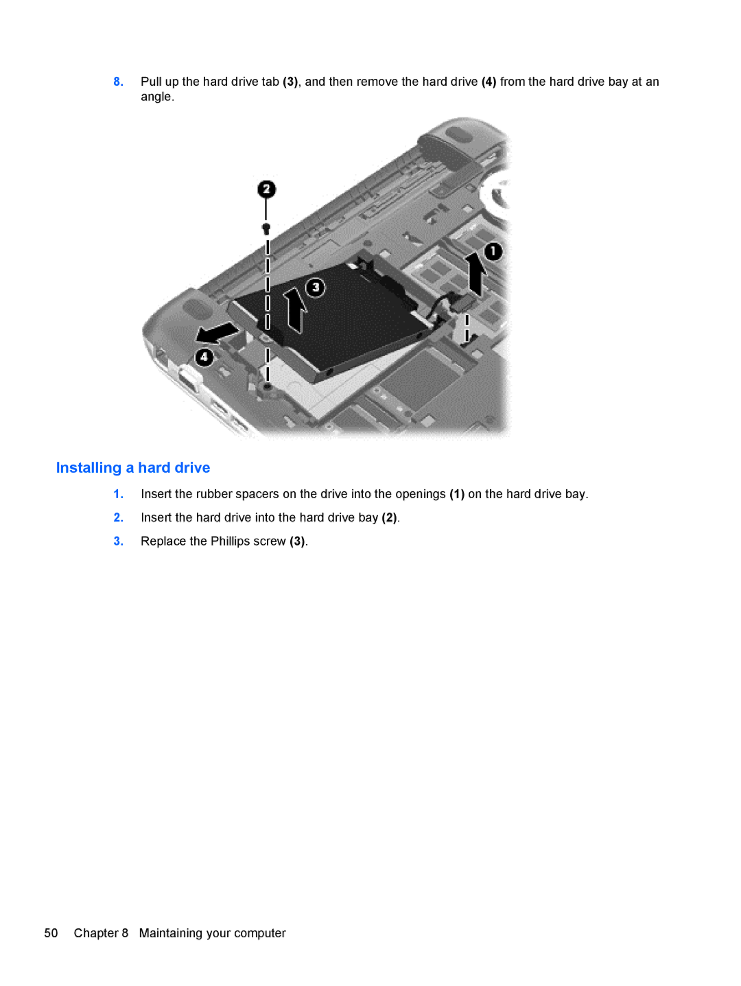 HP 11.6-Inch C2K41UA#ABA manual Installing a hard drive 