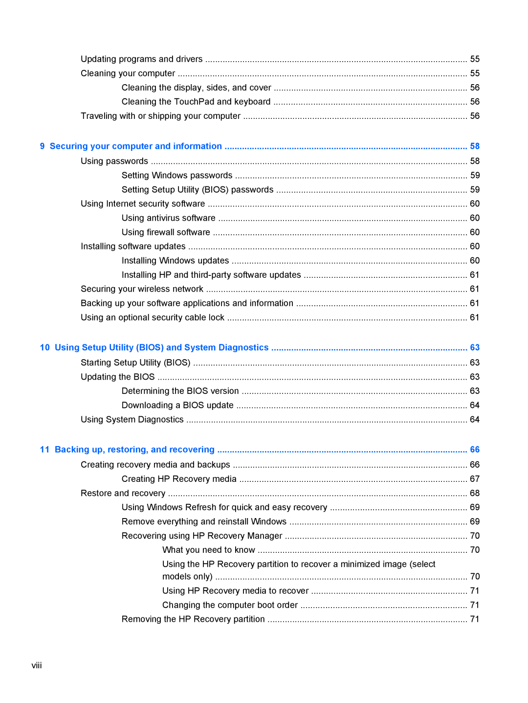 HP 11.6-Inch C2K41UA#ABA manual Securing your computer and information 