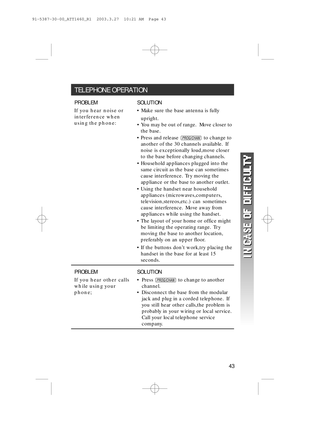 HP 1160 manual If you hear noise or interference when using the phone, If you hear other calls while using your phone 